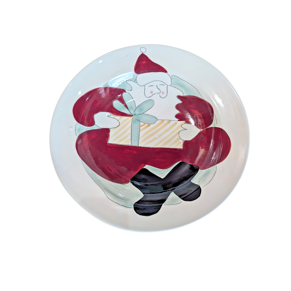 Vintage Woof & Poof Santa 14 1/2" Ceramic Christmas Serving Bowl by Americaware